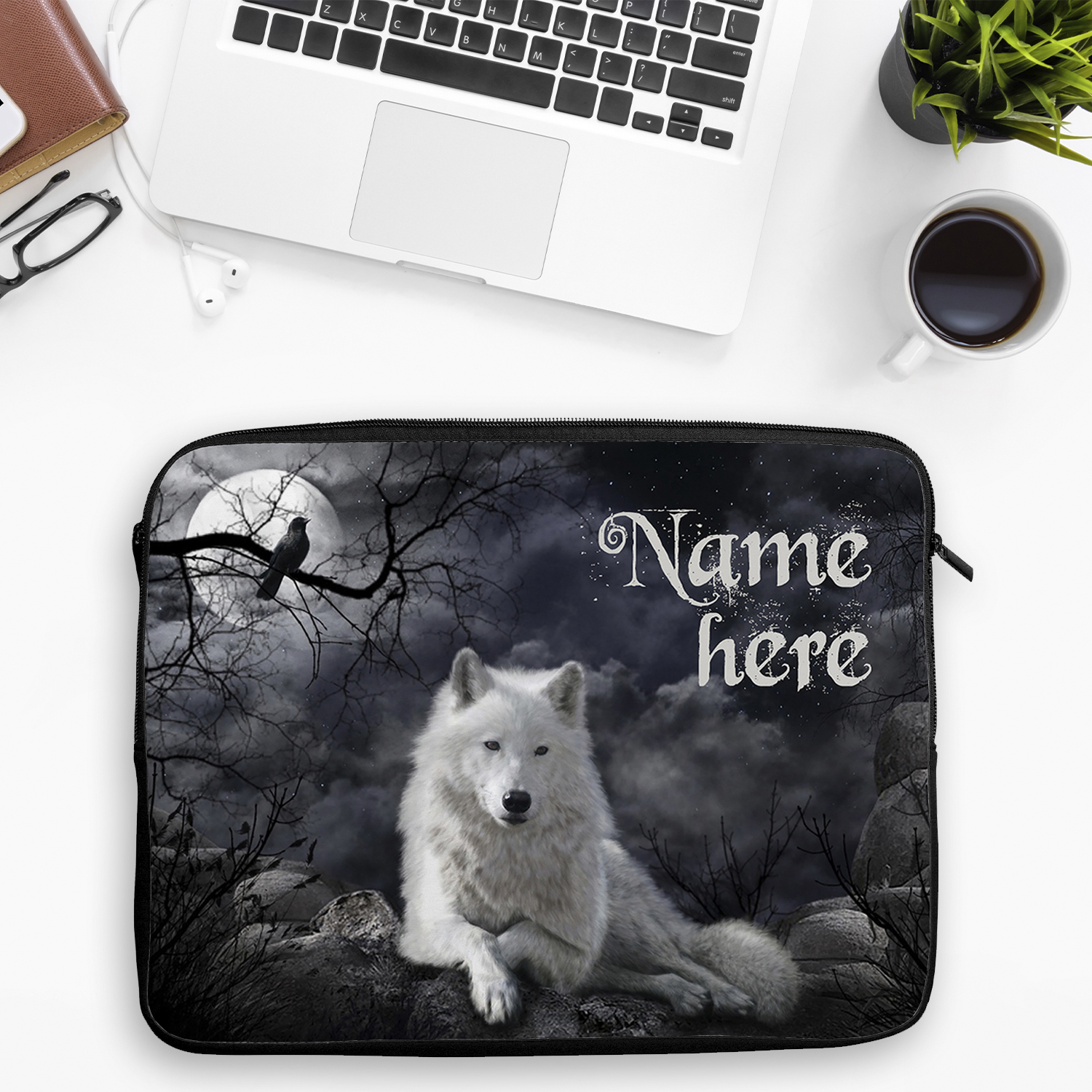 Personalised Wolf Tablet Sleeve Laptop Mens iPad Case ST732 - Image 4