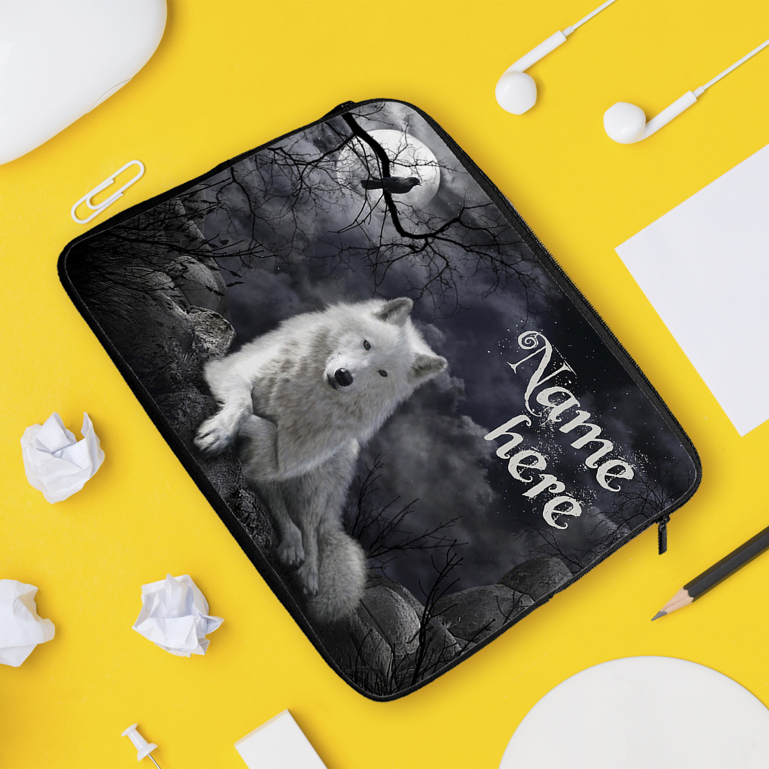 Personalised Wolf Tablet Sleeve Laptop Mens iPad Case ST732 - Image 5