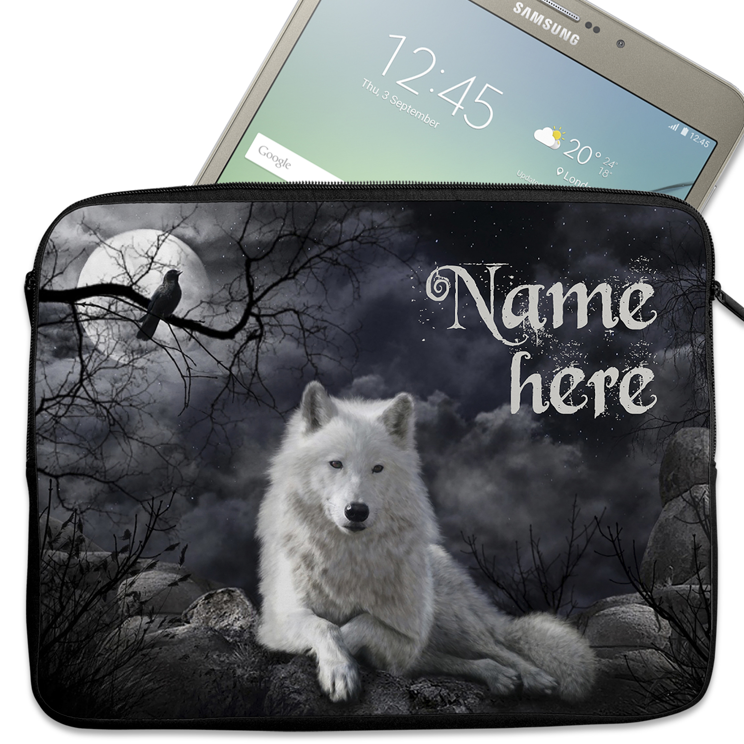 Personalised Wolf Tablet Sleeve Laptop Mens iPad Case ST732 - Image 2