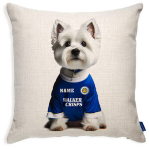 Leicester Football Westie Dog Cushion Personalised Cover DFC311