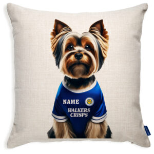 Leicester Football Yorkie Dog Cushion Personalised Cover DFC314