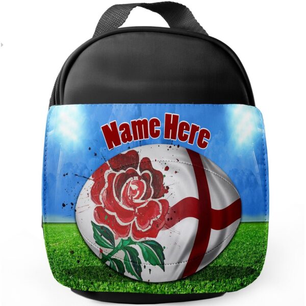 Personalised England Rugby Black School Lunch Bag SH080 - Image 2