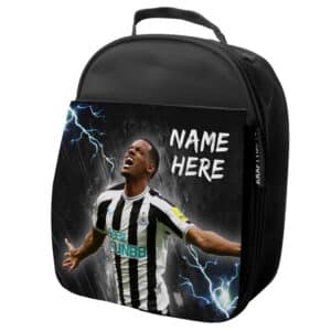 Personalised Alexander Isak Newcastle Football Black School Lunch Bag NL33