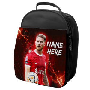 Personalised Mac Allister Liverpool Football Black School Lunch Bag NL42