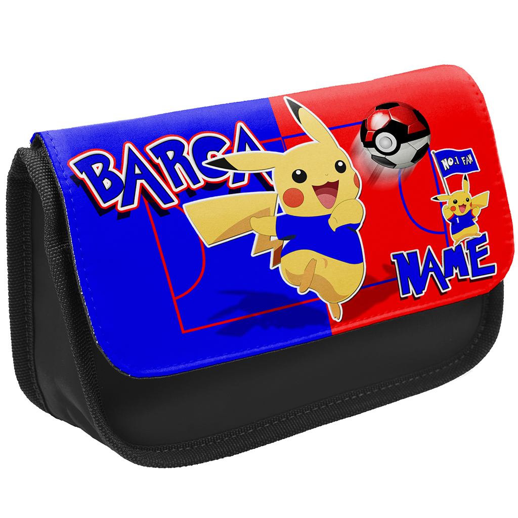 Personalised Barcelona Pokemon Football Black Pencil Case PFP04