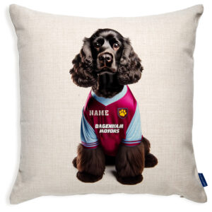 West Ham Football Black Cocker Spaniel Dog Cushion Personalised Cover DFC578