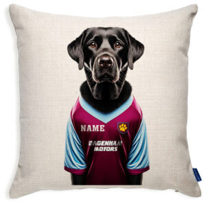West Ham Football Black Labrador Dog Cushion Personalised Cover DFC580