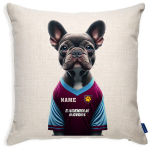 West Ham Football Blue Frenchie Dog Cushion Personalised Cover DFC581
