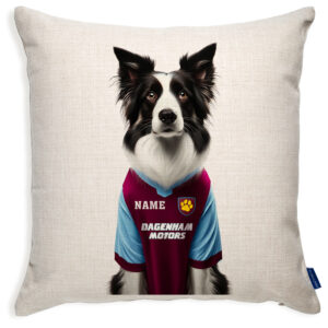 West Ham Football Border Collie Dog Cushion Personalised Cover DFC582