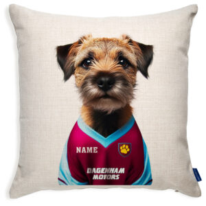 West Ham Football Border Terrier Dog Cushion Personalised Cover DFC583