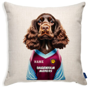 West Ham Football Brown Cocker Spaniel Dog Cushion Personalised Cover DFC587