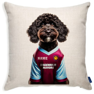West Ham Football Black Cockapoo Dog Cushion Personalised Cover DFC593
