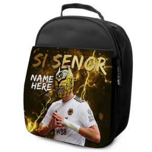 Personalised Jimenez Wolves Football Black School Lunch Bag NL14