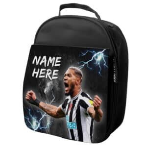 Personalised Joelinton Newcastle Football Black School Lunch Bag NL34