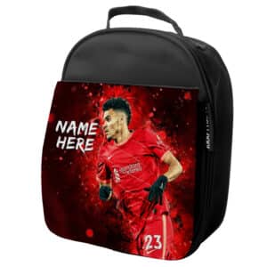 Personalised Luis Diaz Liverpool Football Black School Lunch Bag NL20