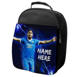 Personalised Morelos Rangers Football Black School Lunch Bag NL43