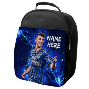 Personalised Mason Mount Chelsea Football Black School Lunch Bag NL24