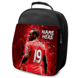 Personalised Mane Liverpool Football Black School Lunch Bag NL06