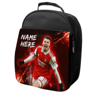 Personalised Martinelli Arsenal Football Black School Lunch Bag NL38