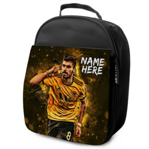 Personalised Neves Wolves Football Black School Lunch Bag NL10
