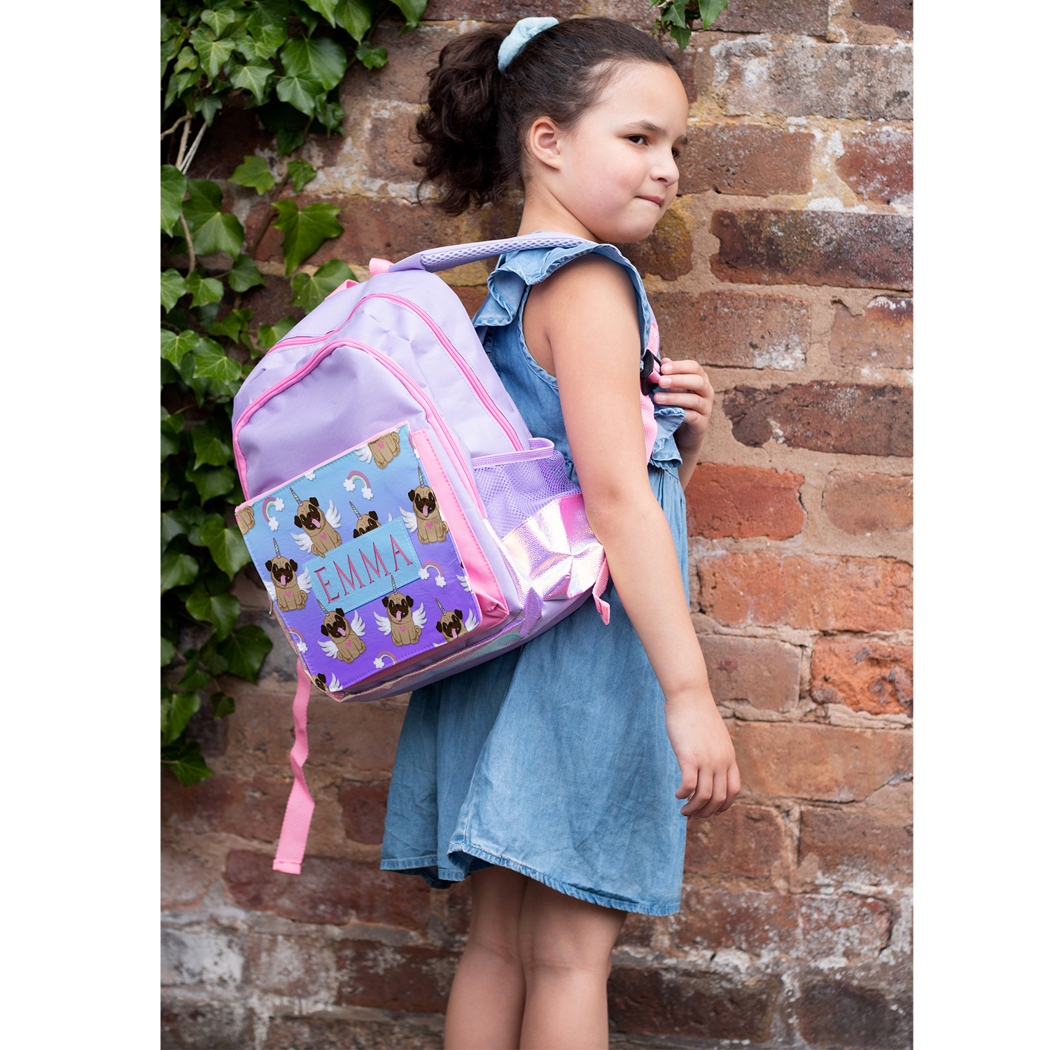 Personalised Unicorn Pug Unicorn Backpack Girls KS144 - Image 6