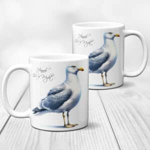 Personalised Seagull Seaside Watercolour Mug KM44
