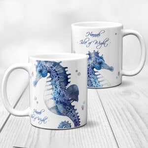 Personalised Seahorse Seaside Watercolour Mug KM45