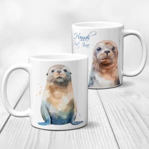 Personalised Seal Seaside Watercolour Mug KM52