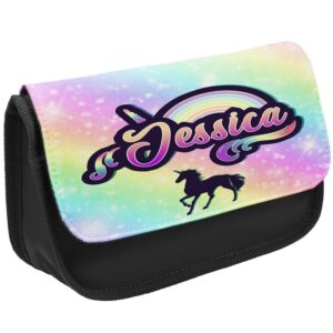 Personalised Unicorn Kids Black Pencil Case KSP215