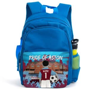 Personalised Aston Villa Kids Football Blue Backpack CF03