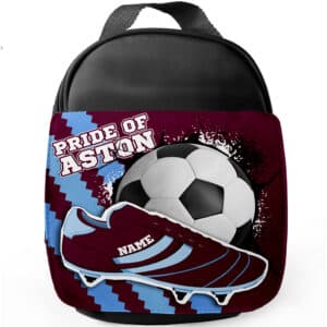 Personalised Aston Villa Football Boot School Lunch Bag FB03