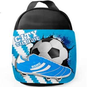 Personalised Manchester City Football Boot School Lunch Bag FB36