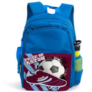 Personalised Aston Villa Football Boot Blue Backpack FB03