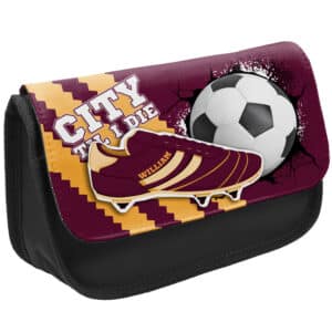 Personalised Bradford Football Boot Kids Black Pencil Case FB09