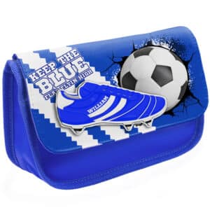 Personalised Chelsea Football Boot Kids Blue Pencil Case FB17