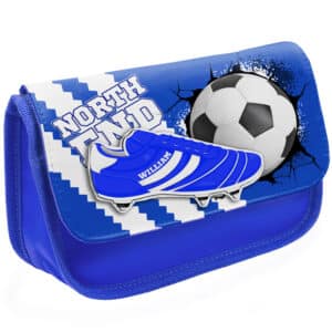 Personalised Preston Football Boot Kids Blue Pencil Case FB45