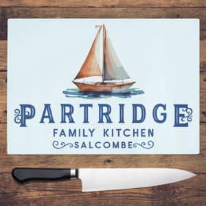 Personalised Sailboat Seaside Chopping Board KCH82