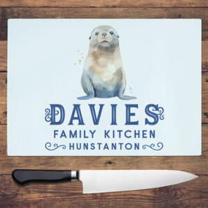Personalised Seal Seaside Chopping Board KCH85