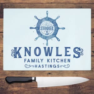 Personalised Ship Wheel Seaside Chopping Board KCH87