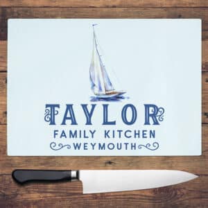 Personalised Yacht Seaside Chopping Board KCH90