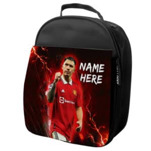 Personalised Martinez Man Utd Football Black School Lunch Bag NL78
