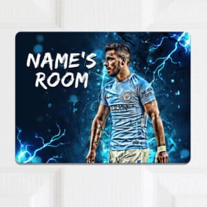 Personalised Aguero Man City Football Kids Bedroom Door Sign NLD02