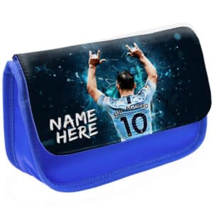 Personalised Aguero Manchester City Football Player Blue Pencil Case NLP02