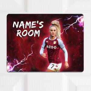 Personalised Alisha Lehamann Womens Football Aston Villa Girls Bedroom Door Sign NLD52