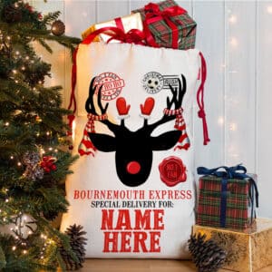 Personalised Bournemouth Football Reindeer Christmas Sack RCS09