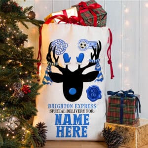 Personalised Brighton Football Reindeer Christmas Sack RCS11