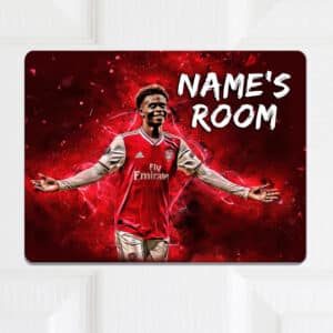 Personalised Saka Arsenal Football Kids Bedroom Door Sign NLD21