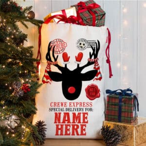 Personalised Crewe Alexander Football Reindeer Christmas Sack RCS20