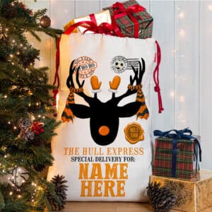 Personalised Hull Football Reindeer Christmas Sack RCS35