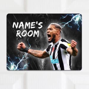 Personalised Joelinton Newcastle Football Kids Bedroom Door Sign NLD34